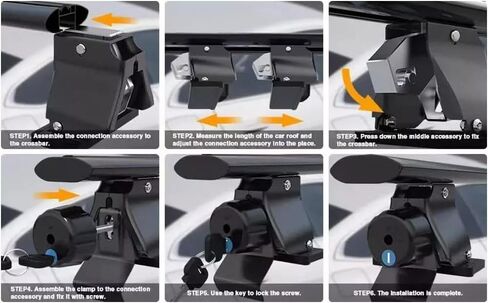 2 قطعة قضبان متقاطعة تناسب Ford Edge 2015-2024 بدون قضبان جانبية للسقف قابلة للتعديل ومقفلة لحمل الأمتعة وحامل السقف وقضبان متقاطعة باللون الأسود in Kuwait