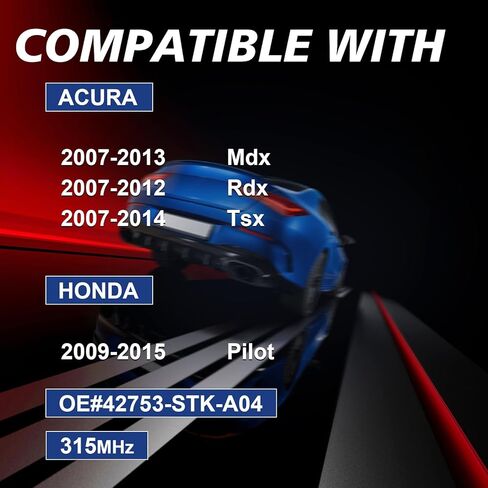مستشعر مراقبة ضغط الإطارات المبرمج مسبقًا مناسب لـ Acura 2007-2013 MDX 2007-2012 RDX 2007-2014 TSX، متوافق مع Honda Pilot 2009-2015 4PCS 315MHz استبدال OE 42753-STK-A04 in Kuwait