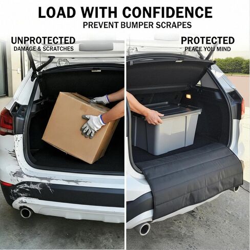 Bumper Protector for Car, 32" x 25" Cargo Mat with Fix Straps, Heavy Duty Trunk Guard, Waterproof Oxford Pad for SUV/Truck/Sedan, Universal for Dogs/Wheelchair/Luggage in Saudi Arabia