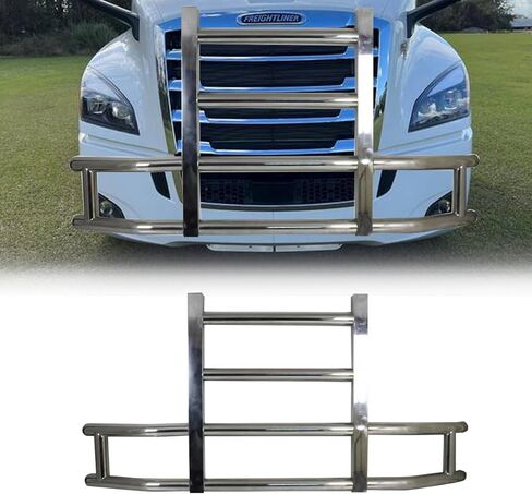 Deer Guard Compatible with 2018-2023 Freightliner Cascadia, Large Front Bumper Premium Q235 Iron Deer Guard Bumper Protector with Brackets Set(Style 6) in Saudi Arabia