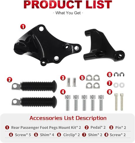 دواسة تثبيت للركاب الخلفي للدراجة النارية تناسب Harley Sportster XL 1200 Iron 883 Forty Eight XL1200X 2014-2022 Super Low XL1200V Roadster XL1200CX XL883N XL1200T (لـ 2014-2022) in Kuwait