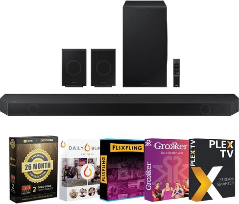 SAMSUNG HW-Q990D Q-Series 11.1.4 ch. Wireless Dolby Soundbar with Q-Symphony (2024 Model) Bundle with Redeemable DIRECTV Gemini Air Streaming Device and 2 YR CPS Enhanced Protection Pack in Kuwait