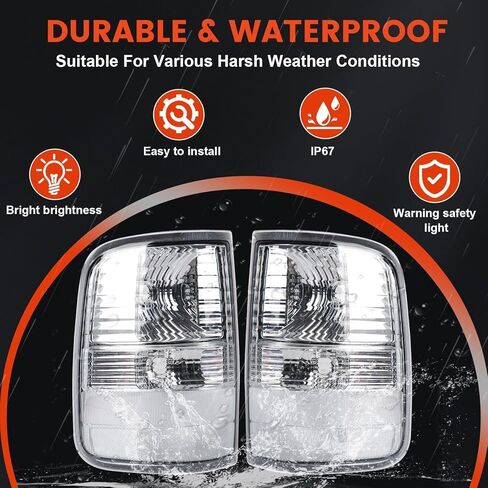 Tail Lights Compatible with 2004-2008 Ford F150 Halogen Type White Clear Brake Rear Lamp Taillights in Saudi Arabia