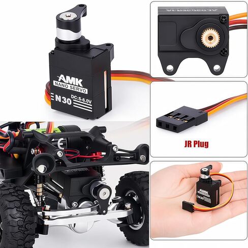 AMK SCX30 Nano Servo, Metal Gear Micro RC Steering Servo with CNC Aluminum Case & Servo Saver, High Torque Mini Servo for 1/30 RC Crawler Upgrade Parts in Kuwait