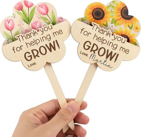 HYPERI 2 Pcs Teacher Gift Card Holder, Teacher Appreciation Gift Card Holder, Thank You for Helping Me Grow Plant Sign, Appreciation Week, Thank You Gifts for Teachers in Saudi Arabia