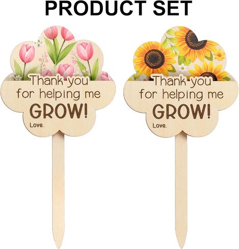 HYPERI 2 Pcs Teacher Gift Card Holder, Teacher Appreciation Gift Card Holder, Thank You for Helping Me Grow Plant Sign, Appreciation Week, Thank You Gifts for Teachers in Saudi Arabia