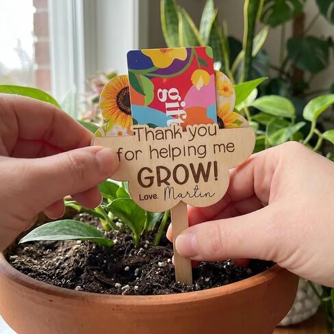 HYPERI 2 Pcs Teacher Gift Card Holder, Teacher Appreciation Gift Card Holder, Thank You for Helping Me Grow Plant Sign, Appreciation Week, Thank You Gifts for Teachers in Saudi Arabia