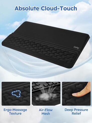 Cirhy 2-in-1 Keyboard Stand and Wrist Rest, Ergonomic Adjustable Keyboard Riser with Memory Foam Cushion, Non-Slip Silicone Base, Wrist Support for Typing, Gaming, Office and Study in Saudi Arabia