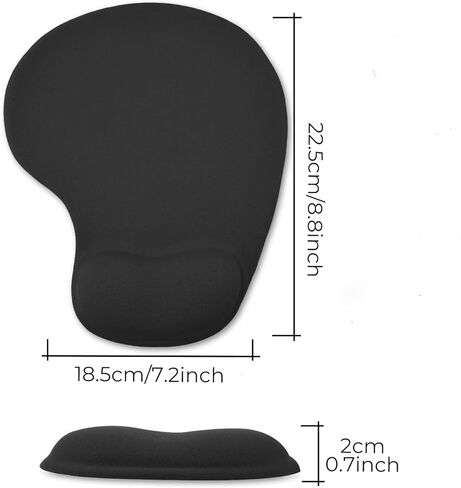 Mouse Pad with Wrist Support, 2-Pack Ergonomic Mousepad with Wrist Rest, Gaming Mouse Pad with Non-Slip PU Base, Relieve Pain Relief, for Home Office Computer Laptop, Black in Saudi Arabia