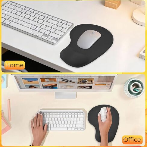 Mouse Pad with Wrist Support, 2-Pack Ergonomic Mousepad with Wrist Rest, Gaming Mouse Pad with Non-Slip PU Base, Relieve Pain Relief, for Home Office Computer Laptop, Black in Saudi Arabia