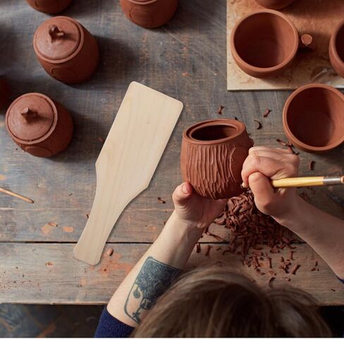 5PCS Clay Paddle Wooden Mud Sculpture Flat Board Pad Wooden Clay Sculpting Carving Dough Modeling Tools Ceramic Tools for DIY Craft Smoothing in Kuwait