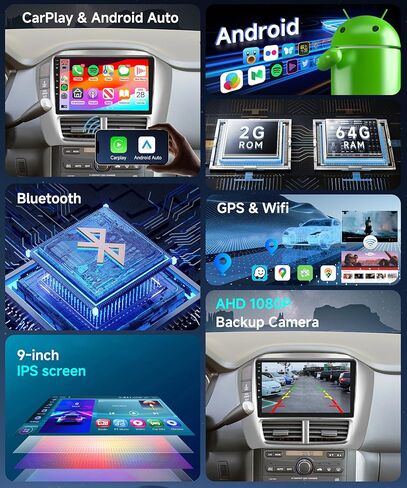 ستيريو سيارة 4G 64G لهوندا بايلوت 2006 2007 2008 راديو مع شاشة لمس 9 بوصة 1280*720P IPS/CarPlay لاسلكي/Android Auto/راديو AI/AI Voice/WiFi/BT 5.0/DSP 32EQ/RDS FM // GPS/MirrorLink/كاميرا احتياطية in Saudi Arabia