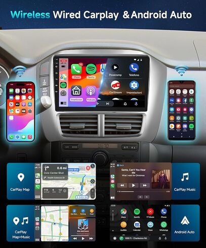ستيريو سيارة 4G 64G لهوندا بايلوت 2006 2007 2008 راديو مع شاشة لمس 9 بوصة 1280*720P IPS/CarPlay لاسلكي/Android Auto/راديو AI/AI Voice/WiFi/BT 5.0/DSP 32EQ/RDS FM // GPS/MirrorLink/كاميرا احتياطية in Saudi Arabia