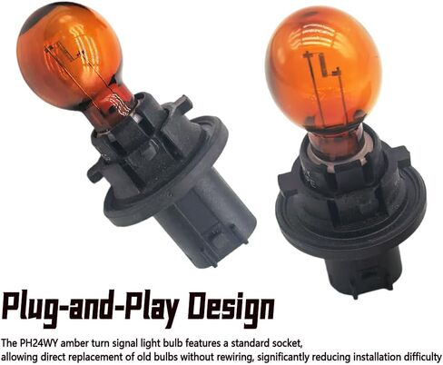 Amber Turn Signal Light Bulb Fit for Cadillac CTS Buick Enclave GMC Acadia Saturn Outlook 2007-2015, Replace 15782705 PH24WY 12V 24W 2pcs in Saudi Arabia