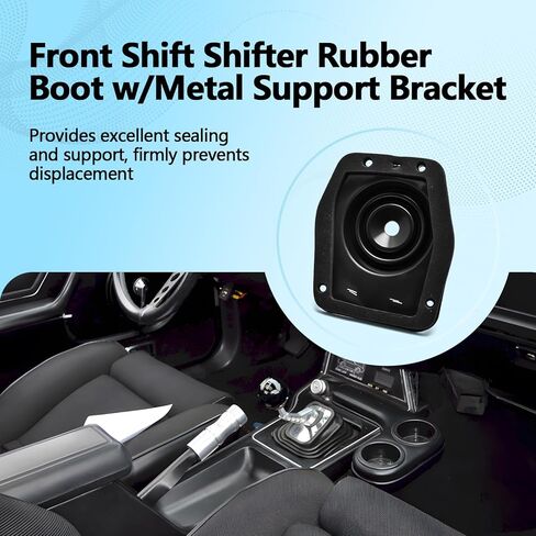 Front Shift Shifter Rubber Boot w/Metal Support Bracket Compatible with Mustang 1979-2004 Replaces 3R3Z-7277-R 3R3Z7277R in Kuwait