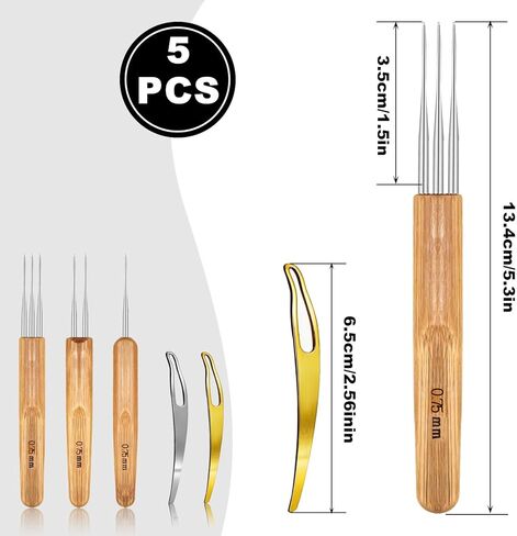 5Pcs 0.75mm Dreadlock Crochet Hooks for Hair, Interlocking Tool for Locs with Stainless Steel Needles, Durable Crochet Needles for Braid Craft & Dread Maintenance in Saudi Arabia