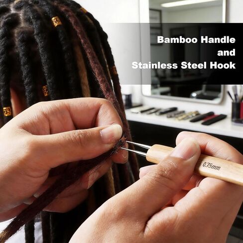 5Pcs 0.75mm Dreadlock Crochet Hooks for Hair, Interlocking Tool for Locs with Stainless Steel Needles, Durable Crochet Needles for Braid Craft & Dread Maintenance in Saudi Arabia