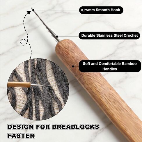 5Pcs 0.75mm Dreadlock Crochet Hooks for Hair, Interlocking Tool for Locs with Stainless Steel Needles, Durable Crochet Needles for Braid Craft & Dread Maintenance in Saudi Arabia