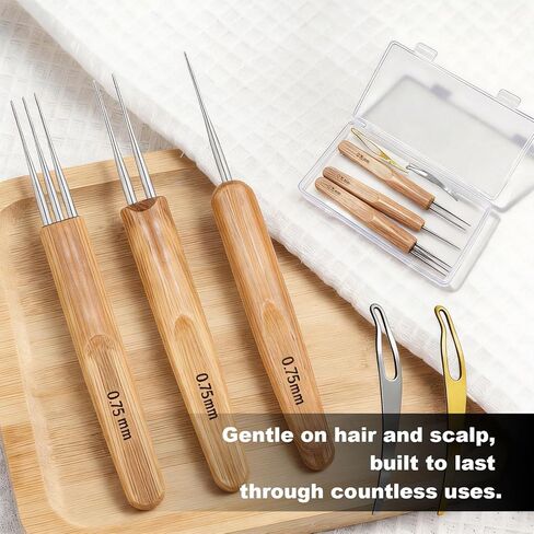 5Pcs 0.75mm Dreadlock Crochet Hooks for Hair, Interlocking Tool for Locs with Stainless Steel Needles, Durable Crochet Needles for Braid Craft & Dread Maintenance in Saudi Arabia