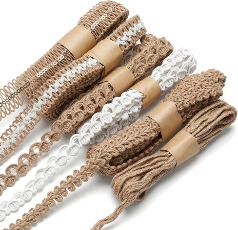 6 Pcs Jute Ribbon,18 Meters Thin Burlap Ribbon, Rustic Ribbons for DIY Sewing, Rustics Wedding Decorations, Gift Wrapping & Party Supplies in Kuwait
