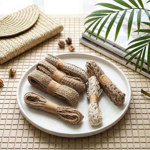 6 Pcs Jute Ribbon,18 Meters Thin Burlap Ribbon, Rustic Ribbons for DIY Sewing, Rustics Wedding Decorations, Gift Wrapping & Party Supplies in Kuwait