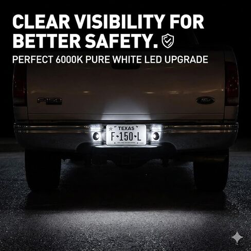 مجموعة ضوء لوحة الترخيص LED لـ 1990-2014 Ford F150 F250 F350 F450 F550 Super Duty Ranger Explorer Bronco Excursion Expedition، استبدال مصباح LED أبيض 6000K، خالي من الأخطاء في CANBUS، قطعتان in Kuwait