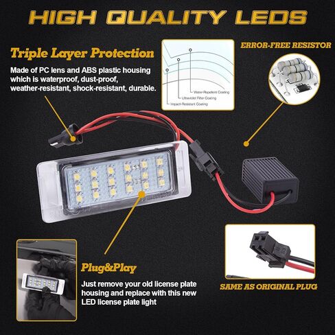 x xotic tech استبدال مصابيح لوحة الترخيص LED متوافقة مع شيفروليه كامارو بولت كورفيت إكوينوكس ترافيرس إمبالا أو بويك كاديلاك جي إم سي، خالية من الأخطاء 6000K زينون أبيض، قطعتان in Kuwait