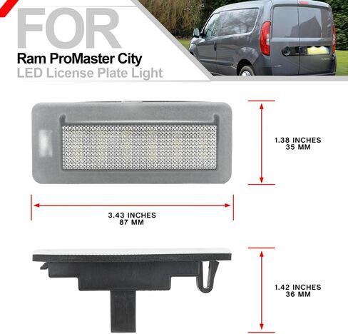 Led License Plate Light for 2015-2022 Ram ProMaster City Passenger Van Models Super Bright 6500K Xenon White Error Free Led Rear Tag Number Plate Lamps OEM 68263890AA 95509600 in Kuwait