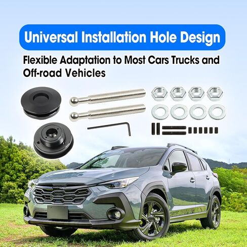 2 Packs 2.44" Quick Release Hood Latch Fit for Car Truck Racing, Universal Aluminum Alloy Push Button Quick Latch Hood, Black Security Locking Clip Fasteners in Saudi Arabia