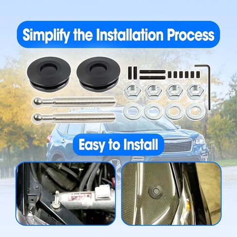2 Packs 2.44" Quick Release Hood Latch Fit for Car Truck Racing, Universal Aluminum Alloy Push Button Quick Latch Hood, Black Security Locking Clip Fasteners in Saudi Arabia