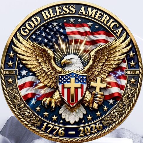 250 Anniversary USA Merchandise - 250 American Flag Eagle&Liberty Bell Patriotic Coins for Collectors Merchandise Metal Silver Plated Coin for Collectors Display Celebration Gifting (1776-2026) in Saudi Arabia