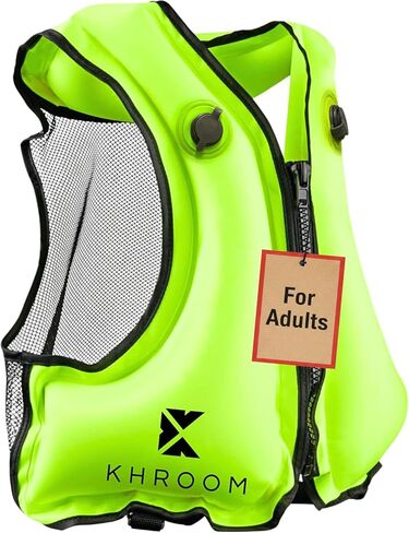 Khroom Inflatable Snorkel Vest for Adults and Teenagers | 60"-75" Height | 90-220 lbs | V2 2025 Model | Buoyancy Jacket for Snorkeling and SUP - Snorkel Vest, Buoyancy Aid in Saudi Arabia