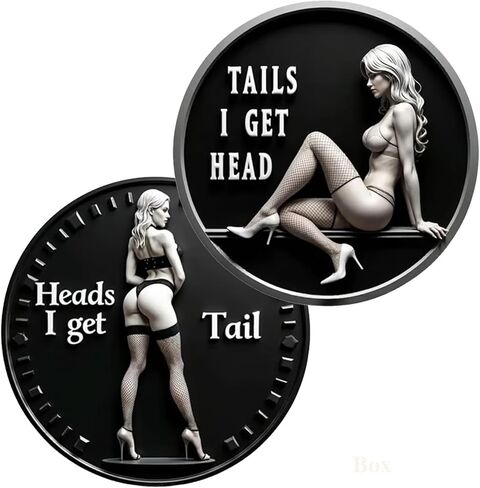 Funny Heads and Tails Coin, Double Sided Novelty Coins, Heads I Get Tail Coin for Couples, Tails I Get Head Challenge Decision Coin for Valentines (1PC) in Saudi Arabia