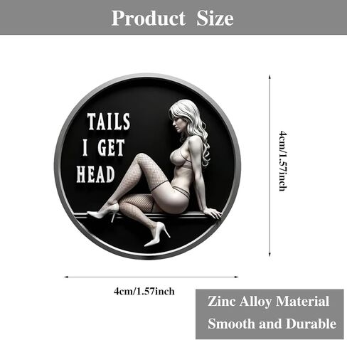Funny Heads and Tails Coin, Double Sided Novelty Coins, Heads I Get Tail Coin for Couples, Tails I Get Head Challenge Decision Coin for Valentines (1PC) in Saudi Arabia