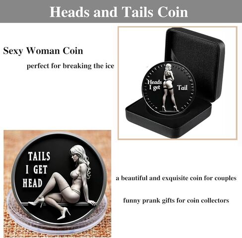 Funny Heads and Tails Coin, Double Sided Novelty Coins, Heads I Get Tail Coin for Couples, Tails I Get Head Challenge Decision Coin for Valentines (1PC) in Saudi Arabia