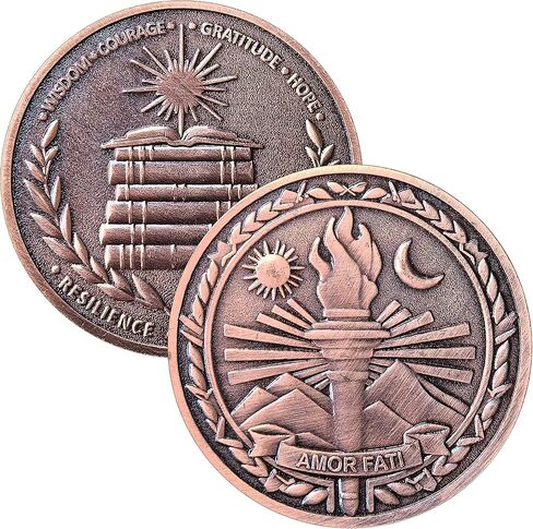 Amor Fati Challenge Coin 1.57" Zinc Alloy with Protective Case – Stoic Philosophy Pocket Token of Resilience & Perseverance, Motivational Gift for Daily EDC in Kuwait