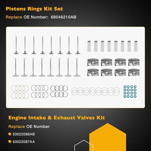 MDS 5.7 HEMI V8 Engine Camshaft Lifter Kit, 5.7L Hemi Overhaul Rebuild Kit With Timing Chain Kit, Oil Pump & Water Pump Set & Pistons Rings Set, Compatible with 2009 10 11 12 13 14 15 Dodge Ram 1500 in Kuwait