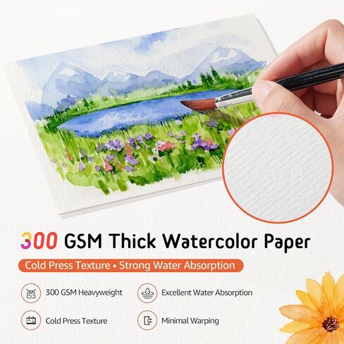 Lazydrop Watercolor Cards with Envelopes 60 Pack - 300gsm 100% Cotton Cold Pressed, 4x6 Inch Foldable Blank Watercolor Paper in Saudi Arabia