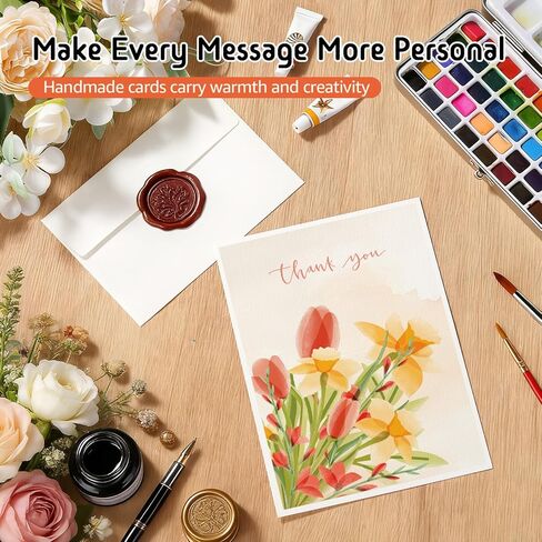 Lazydrop Watercolor Cards with Envelopes 60 Pack - 300gsm 100% Cotton Cold Pressed, 4x6 Inch Foldable Blank Watercolor Paper in Saudi Arabia
