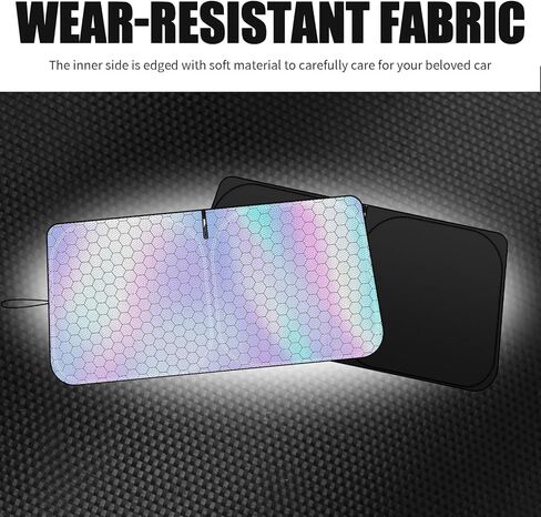 2026 New Upgrade Radium Reflective Car Windshield Sun Shade,57.48"x32.68" Sunshade for Car Windshield for Lowering Interior Temperature,Foldable Windshields Cover Sun Shade with Storage Pouch in Kuwait