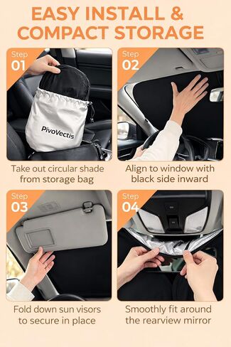 2-Piece Windshield Sun Shade (L: 31.1 * 27.95 inch), Upgraded 280T Reflective Foldable Car Sunshades, Protect Car from Sun Rays & Heat Damage, Keep Vehicle Cool, Fits Most Sedans, SUVs in Kuwait