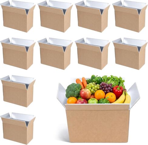 10 Pack .7×4.7×6.1 Inches Insulated Shipping Boxes Cold Shipping Boxes with Foil Liner Carton for Frozen Food, Meat, Seafood, Chocolate, Cosmetics, Reusable Mailing Moving Packing Containers in Kuwait