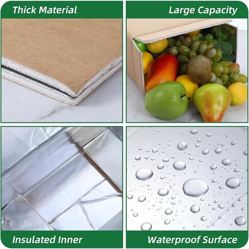 10 Pack .7×4.7×6.1 Inches Insulated Shipping Boxes Cold Shipping Boxes with Foil Liner Carton for Frozen Food, Meat, Seafood, Chocolate, Cosmetics, Reusable Mailing Moving Packing Containers in Kuwait