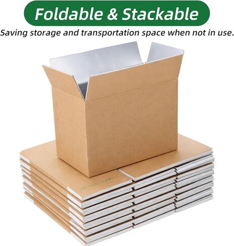 10 Pack .7×4.7×6.1 Inches Insulated Shipping Boxes Cold Shipping Boxes with Foil Liner Carton for Frozen Food, Meat, Seafood, Chocolate, Cosmetics, Reusable Mailing Moving Packing Containers in Kuwait