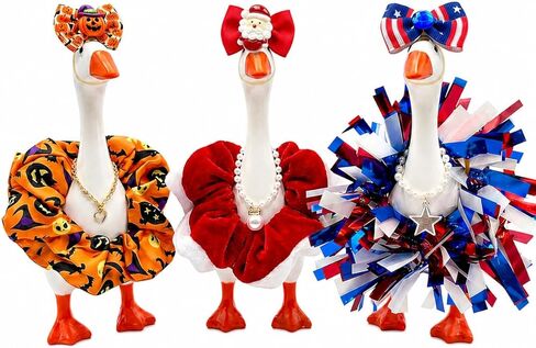 9 PCS Mini Goose Outfits for 7 Inch Desktop Figurine, 3-in-1 Holiday Clothes Set with Halloween, Christmas & Patriotic Accessories, Seasonal Decor for Office, Bookshelf & Home in Kuwait