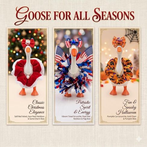 9 PCS Mini Goose Outfits for 7 Inch Desktop Figurine, 3-in-1 Holiday Clothes Set with Halloween, Christmas & Patriotic Accessories, Seasonal Decor for Office, Bookshelf & Home in Kuwait