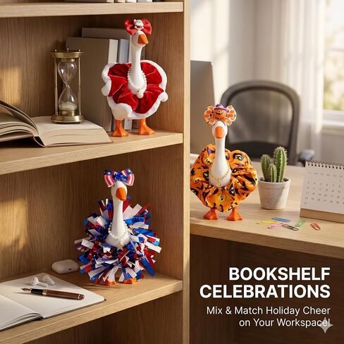 9 PCS Mini Goose Outfits for 7 Inch Desktop Figurine, 3-in-1 Holiday Clothes Set with Halloween, Christmas & Patriotic Accessories, Seasonal Decor for Office, Bookshelf & Home in Kuwait