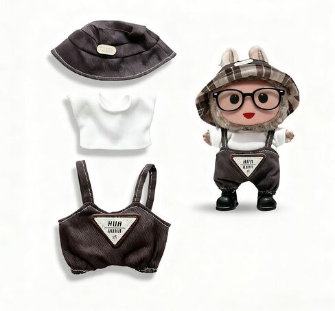Doll Clothes Compatible with Labubu- Outfits for 17cm La bubu, Accessories for Dressing up,Handmade Hat+Shirts+Pants for Lububu (No Doll Included) (Style 2) in Saudi Arabia
