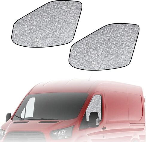 مظلة شمسية للنافذة الأمامية مخصصة لسيارة Ford Econoline/E-Series E-150 E-250 E-350 E450 1992-2025، قطعتان من واقي الشمس للنافذة القابلة للطي للنوافذ الجانبية تعكس حماية الخصوصية من الأشعة فوق البنفسجية in Kuwait