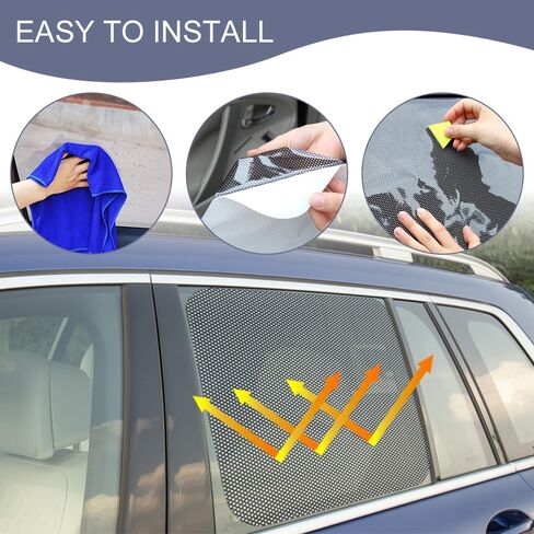 Car Side Window Sunshade, Car Sunshade Static Cling Film Stickers, Block UV Rays Car Privacy Protector, Universal Reuseable Washable Sun Shade Film Accessories for Most Cars Trucks SUVs in Kuwait